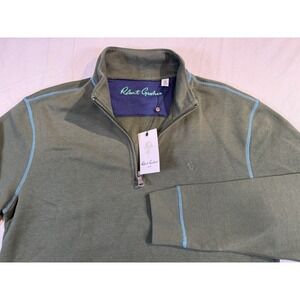 Robert Graham Men's Fulham Classic Fit Deep Forest 1/4 Zip Pullover‎ MEDIUM